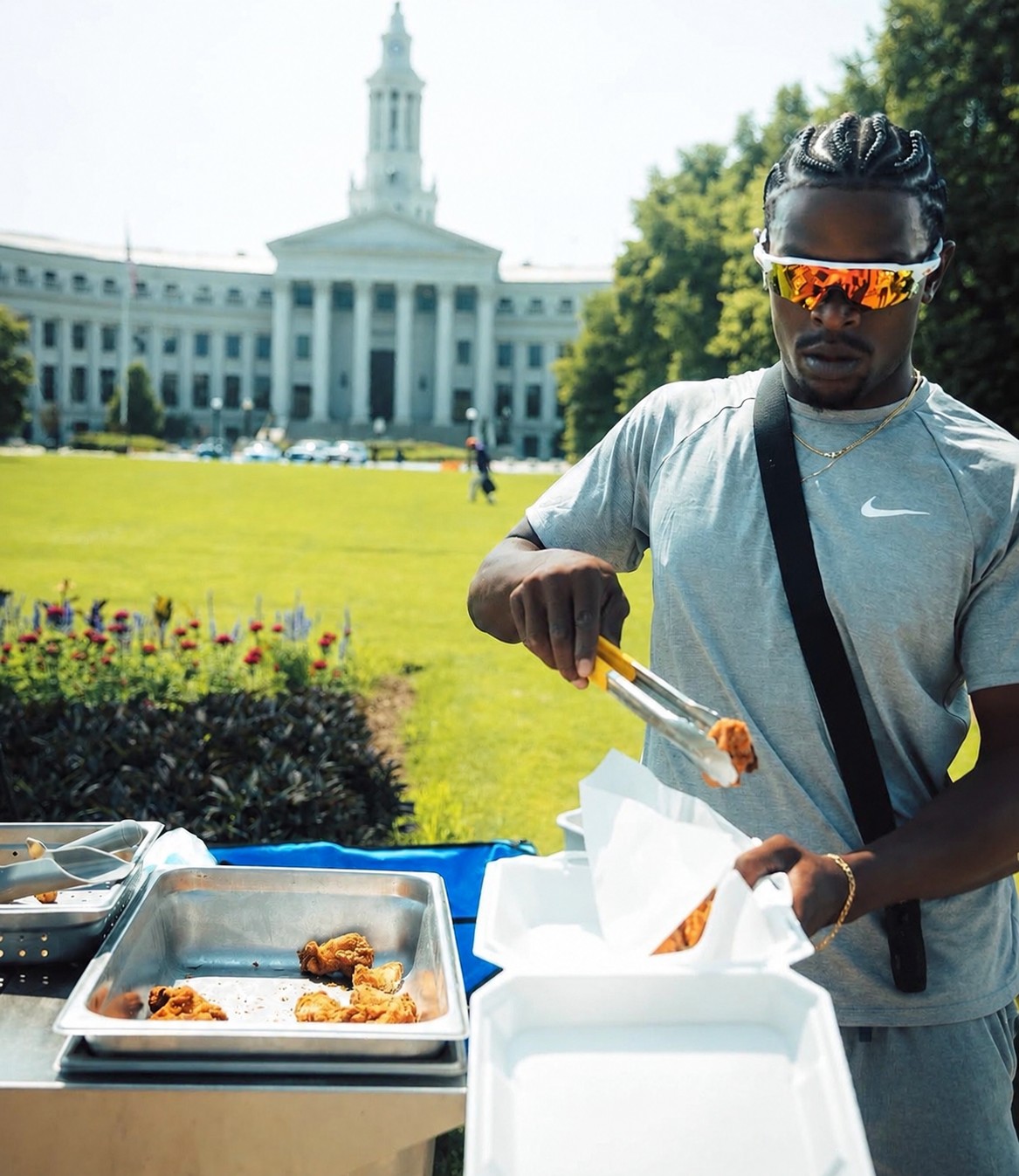 AFC Wings owner serving fresh wings at Denver City Hall